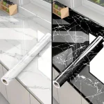 Folie autoadeziva impermeabila cu efect de marmura 3m x 60cm Marbleex®