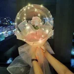 Buchet-balon LED strălucitor cu trandafir LOVEBALLOON